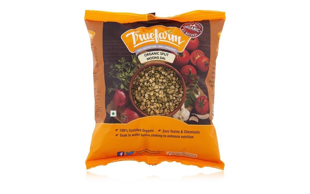 Truefarm Organic Split Moong Dal    Pack  500 grams
